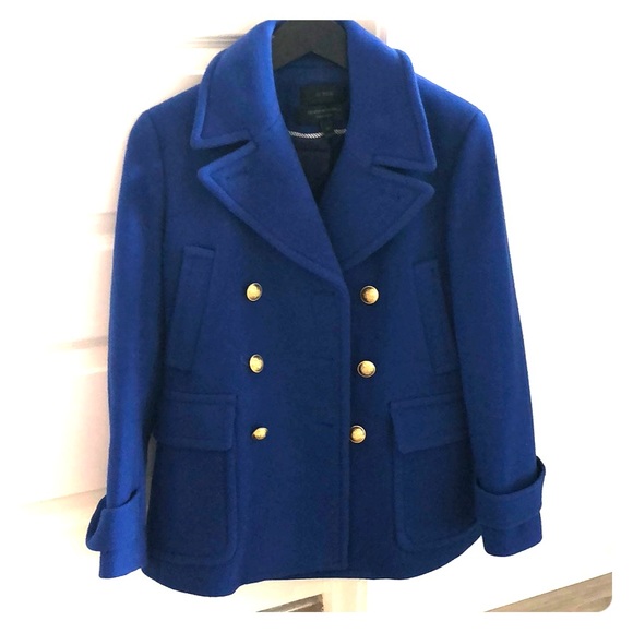 J. Crew Jackets & Blazers - JCrew Cobalt Blue Stadium Cloth Peacoat